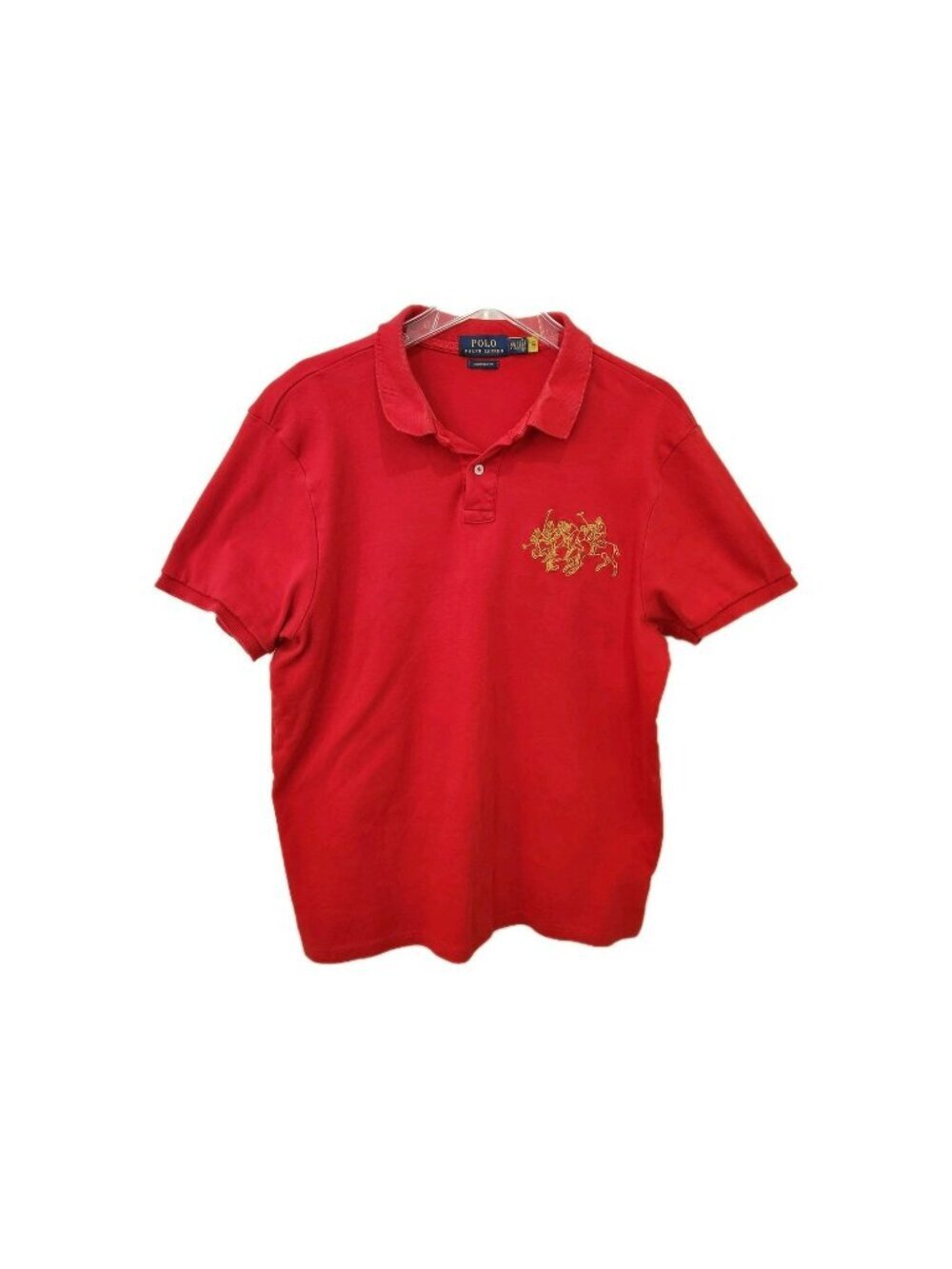 Polo Ralph Lauren Custom Slim Fit Polo Shirt Red Big Embroidered Pony Mens XXL